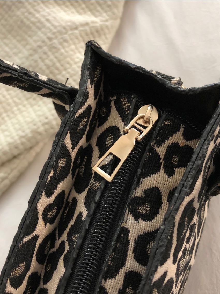 Mini Allover Leopard Pattern Satchel Bag