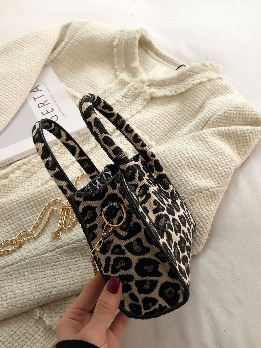 Mini Allover Leopard Pattern Satchel Bag