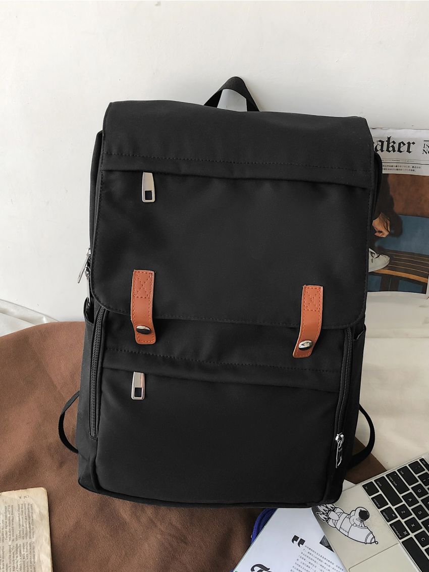 Zip Front Large Capacity Flap Backpack