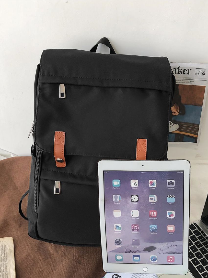 Zip Front Large Capacity Flap Backpack