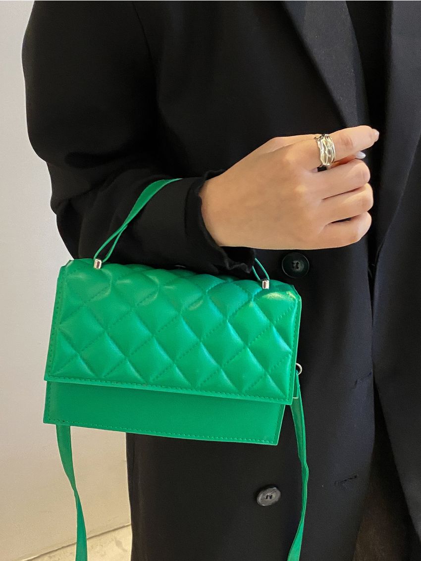 Mini Quilted Embossed Flap Square Bag