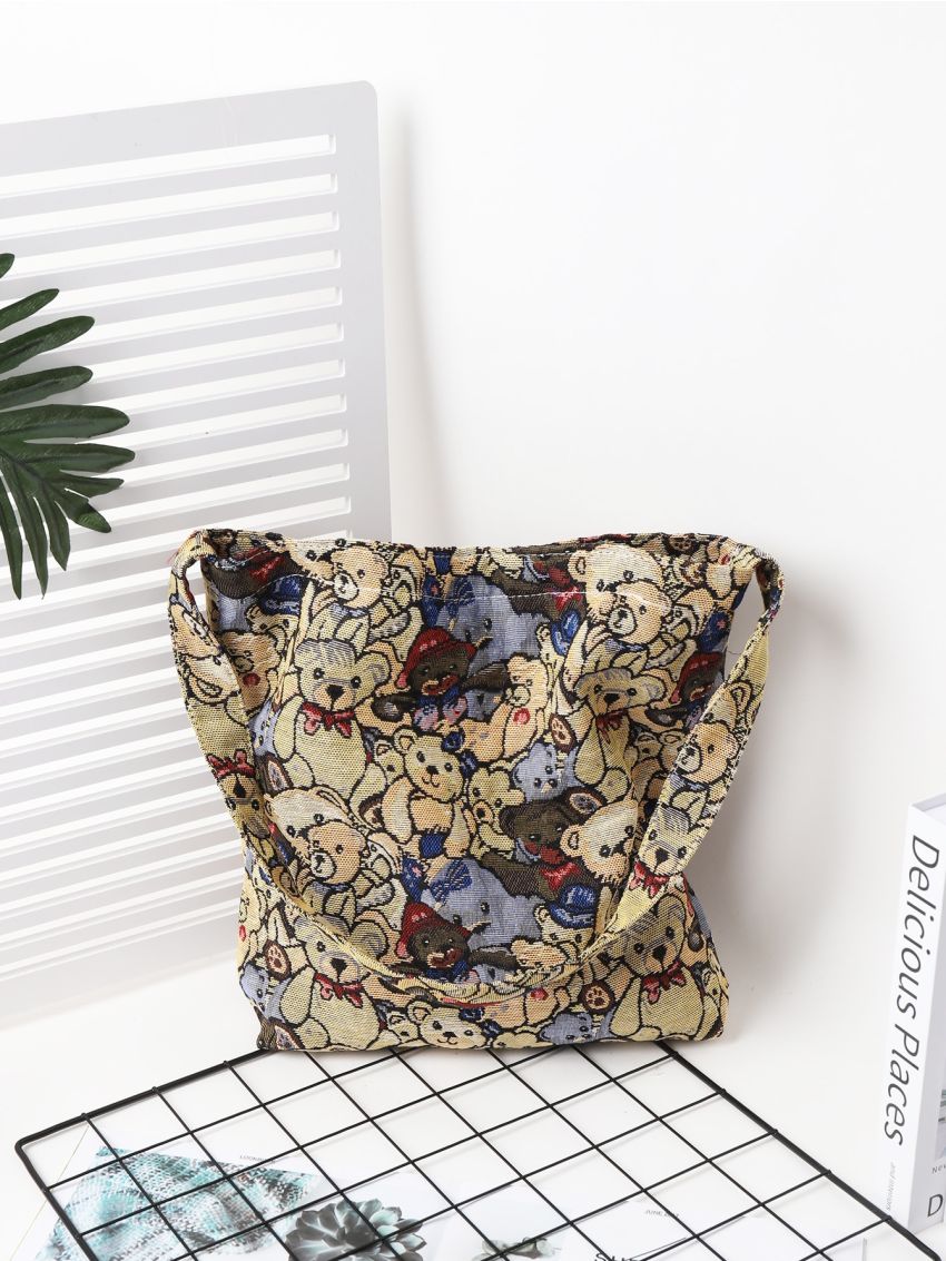 Cartoon Bear Graphic Shoulder Bag