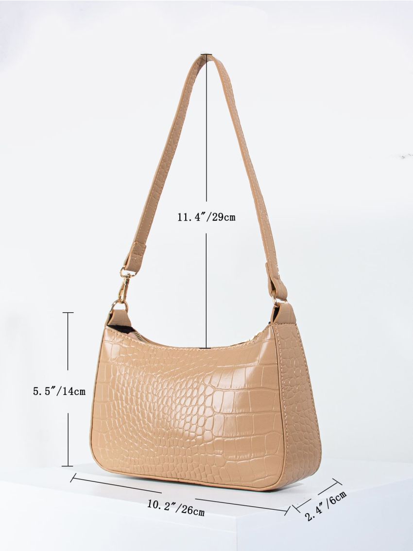 Croc Embossed Baguette Bag
