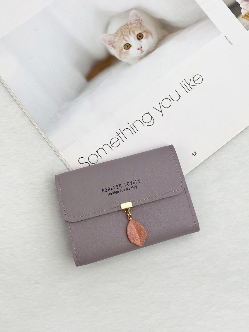 Letter Detail Flap Small Wallet