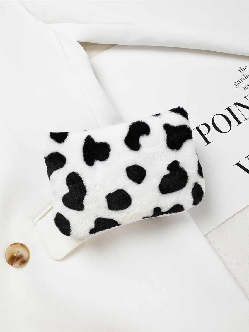 Cow Pattern Fluffy Coin Case
