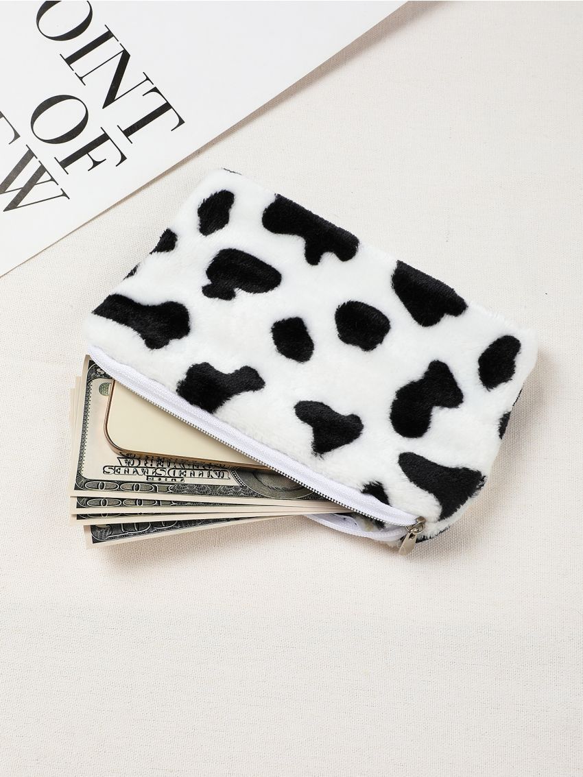 Cow Pattern Fluffy Coin Case