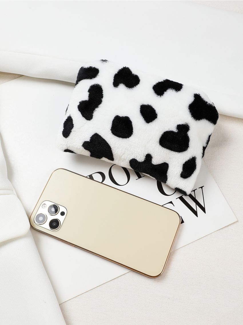 Cow Pattern Fluffy Coin Case