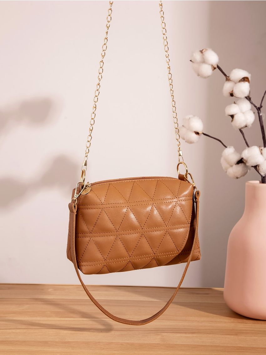 Mini Quilted Pattern Chain Dome Bag