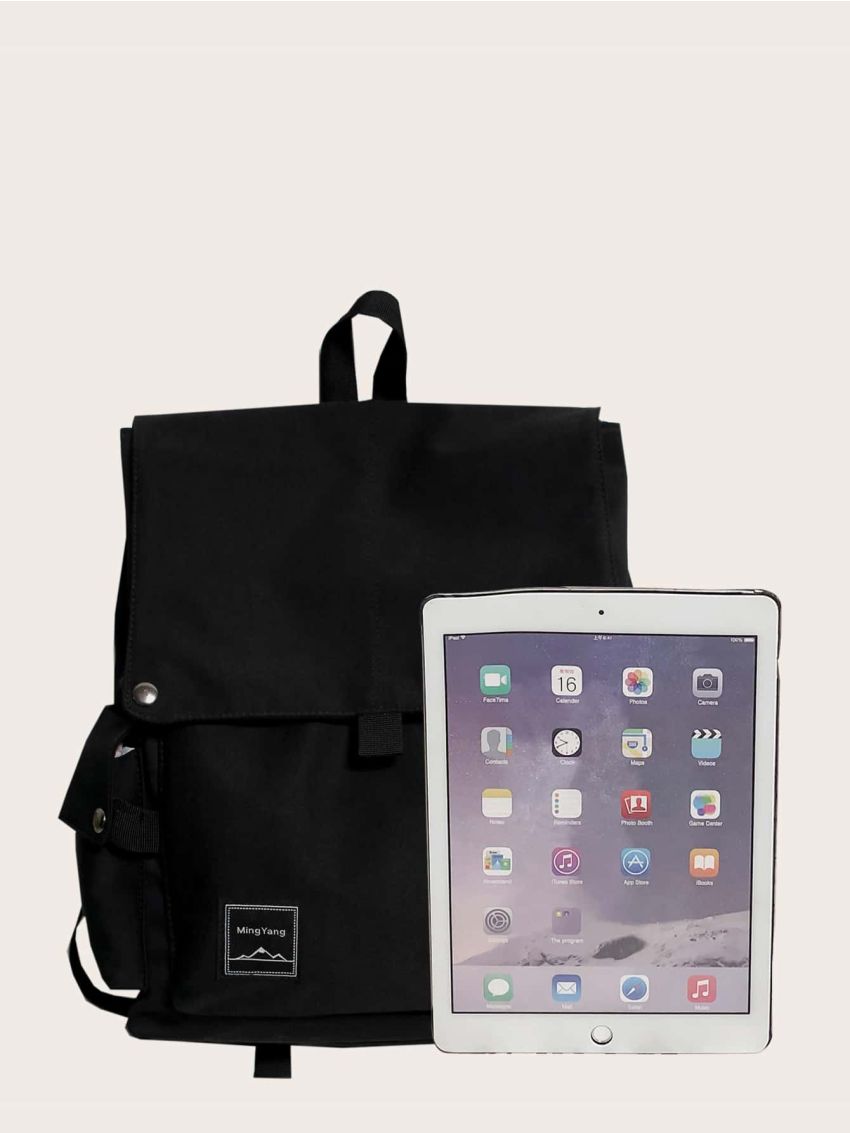 Studded Decor Flap Backpack