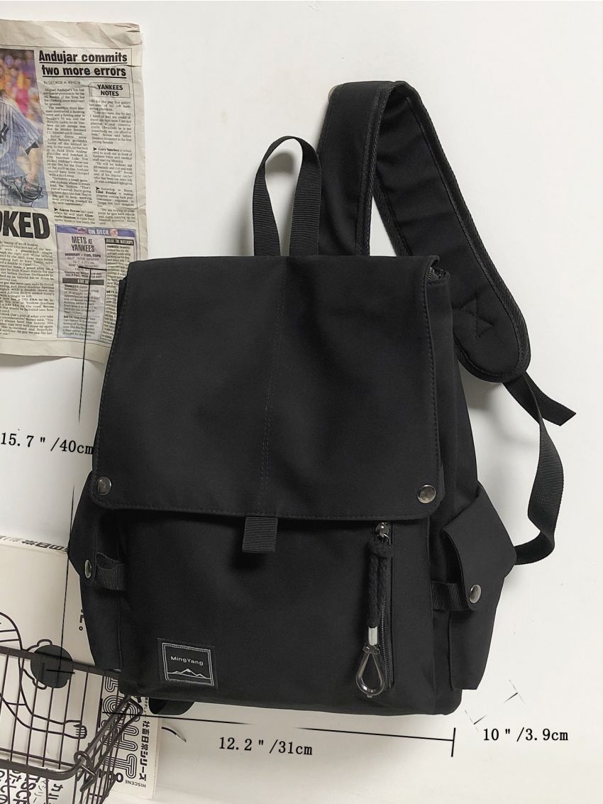 Studded Decor Flap Backpack