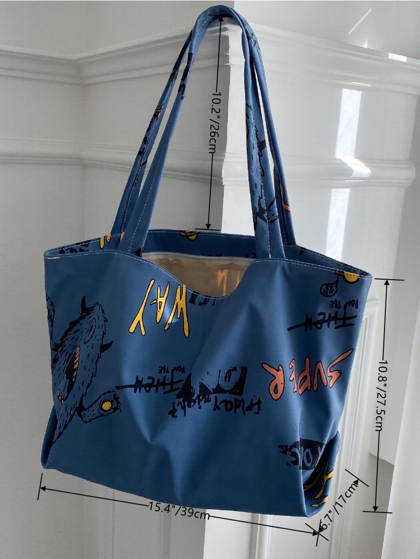 Cartoon Graphic Shoulder Tote Bag