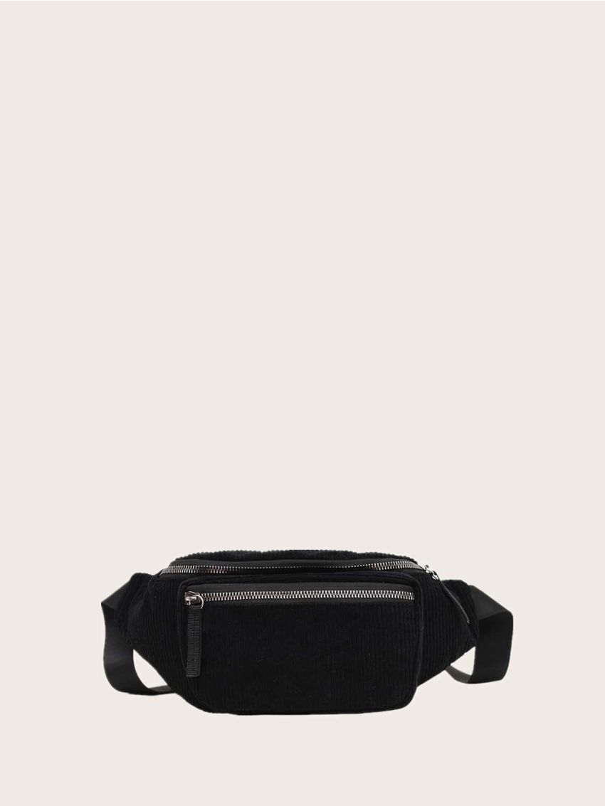 Corduroy Zip Design Fanny Pack