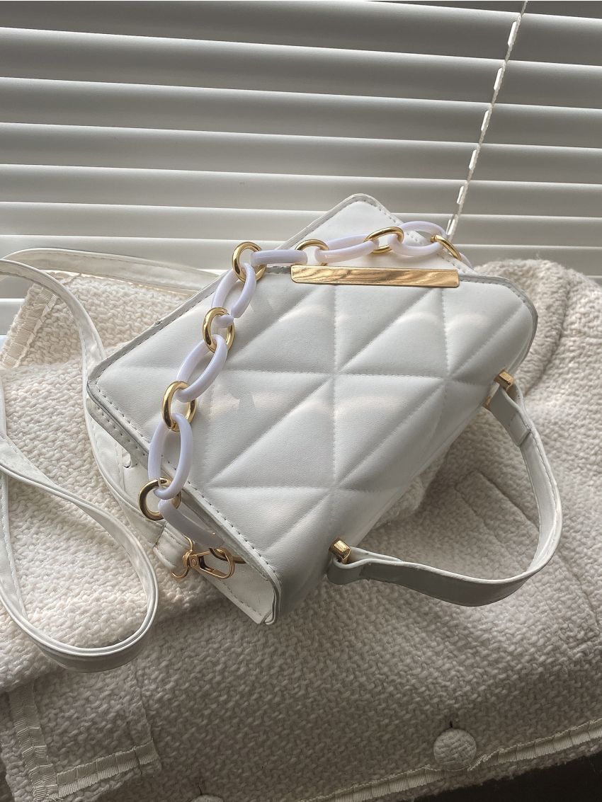 Quilted Embossed Metallic Edge Decor Square Bag