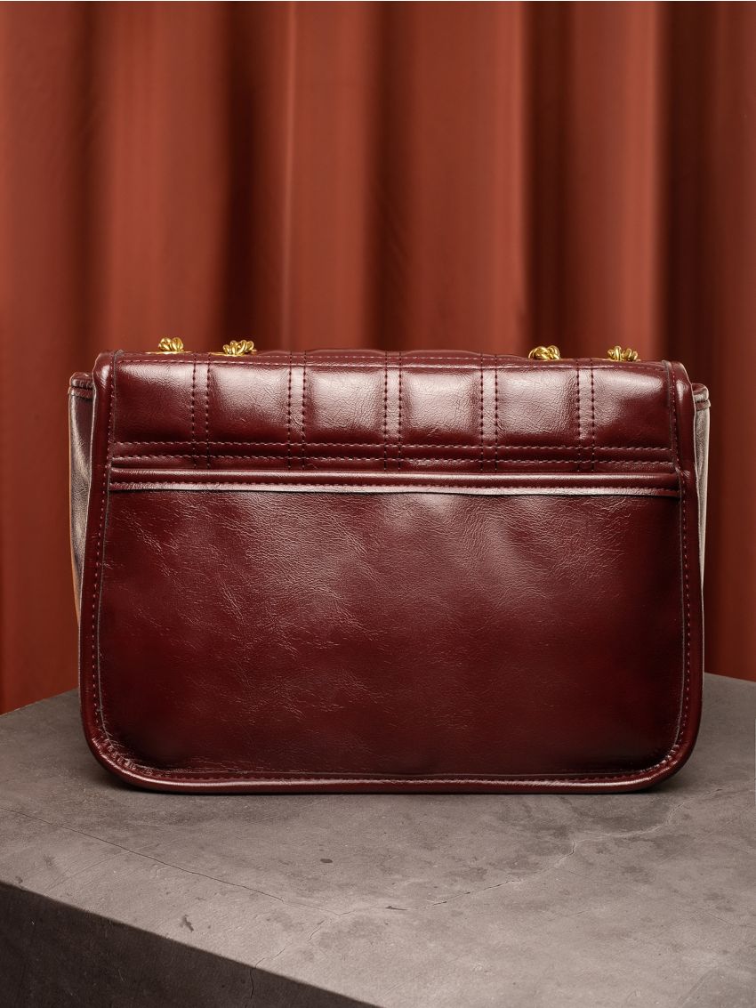 Geo Embossed Flap Square Bag