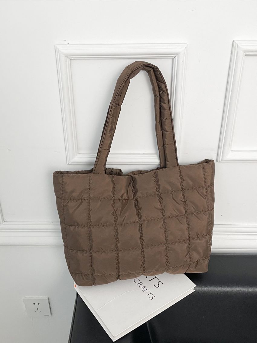Quilted Pattern Shoulder Tote Bag