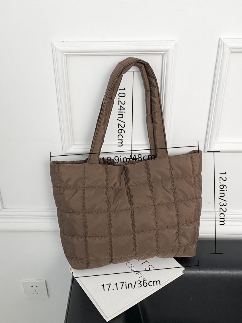 Quilted Pattern Shoulder Tote Bag