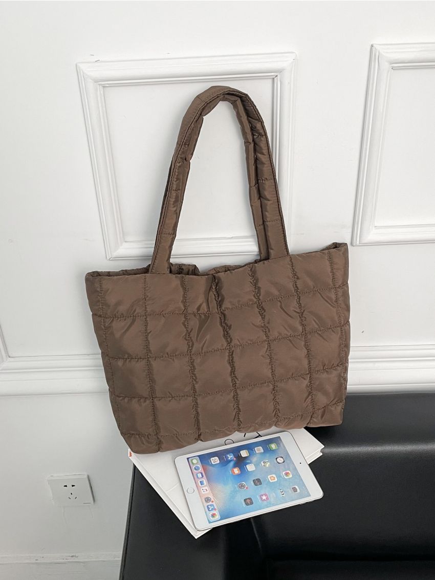 Quilted Pattern Shoulder Tote Bag
