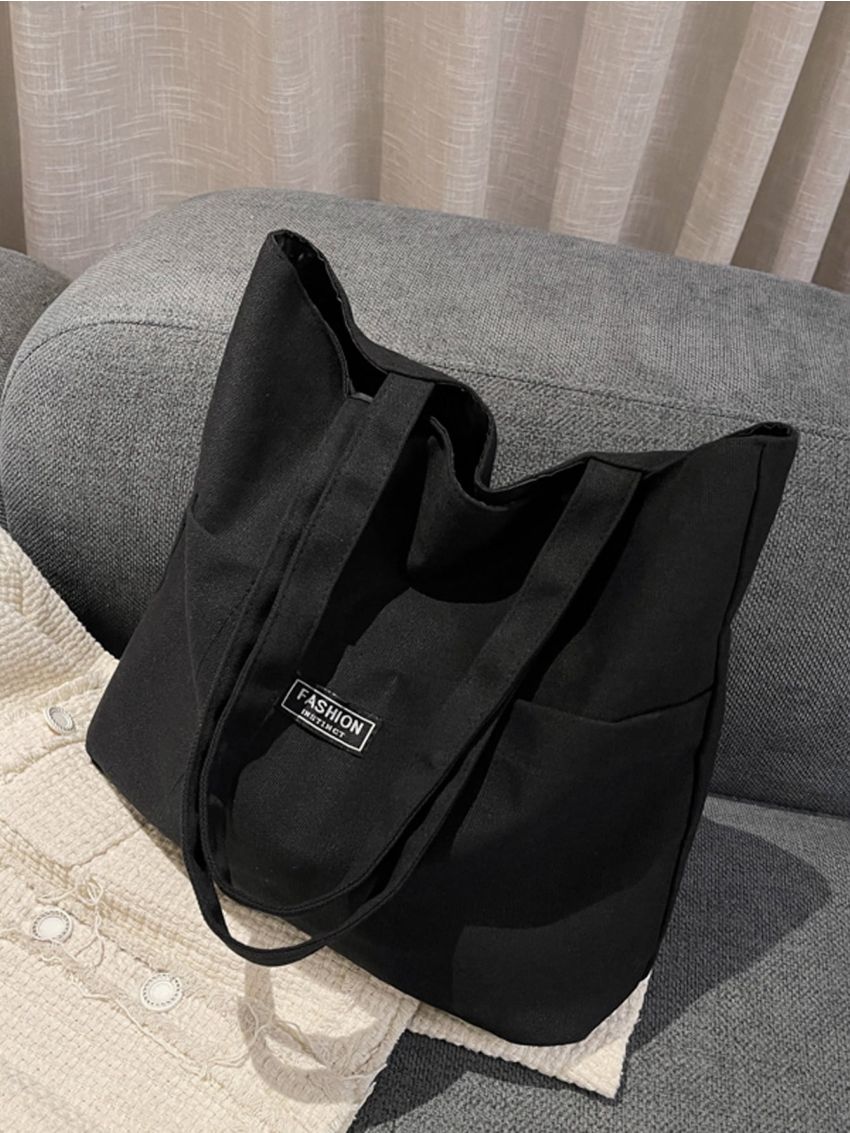 Letter Patch Decor Shopper Bag