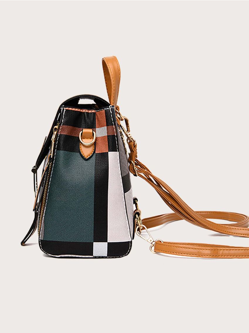 Mini Random Geo Graphic Flap Backpack