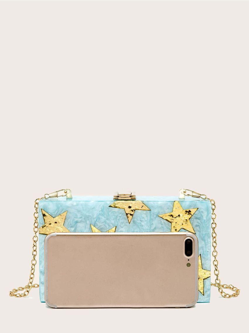 Mini Allover Star Graphic Chain Box Bag