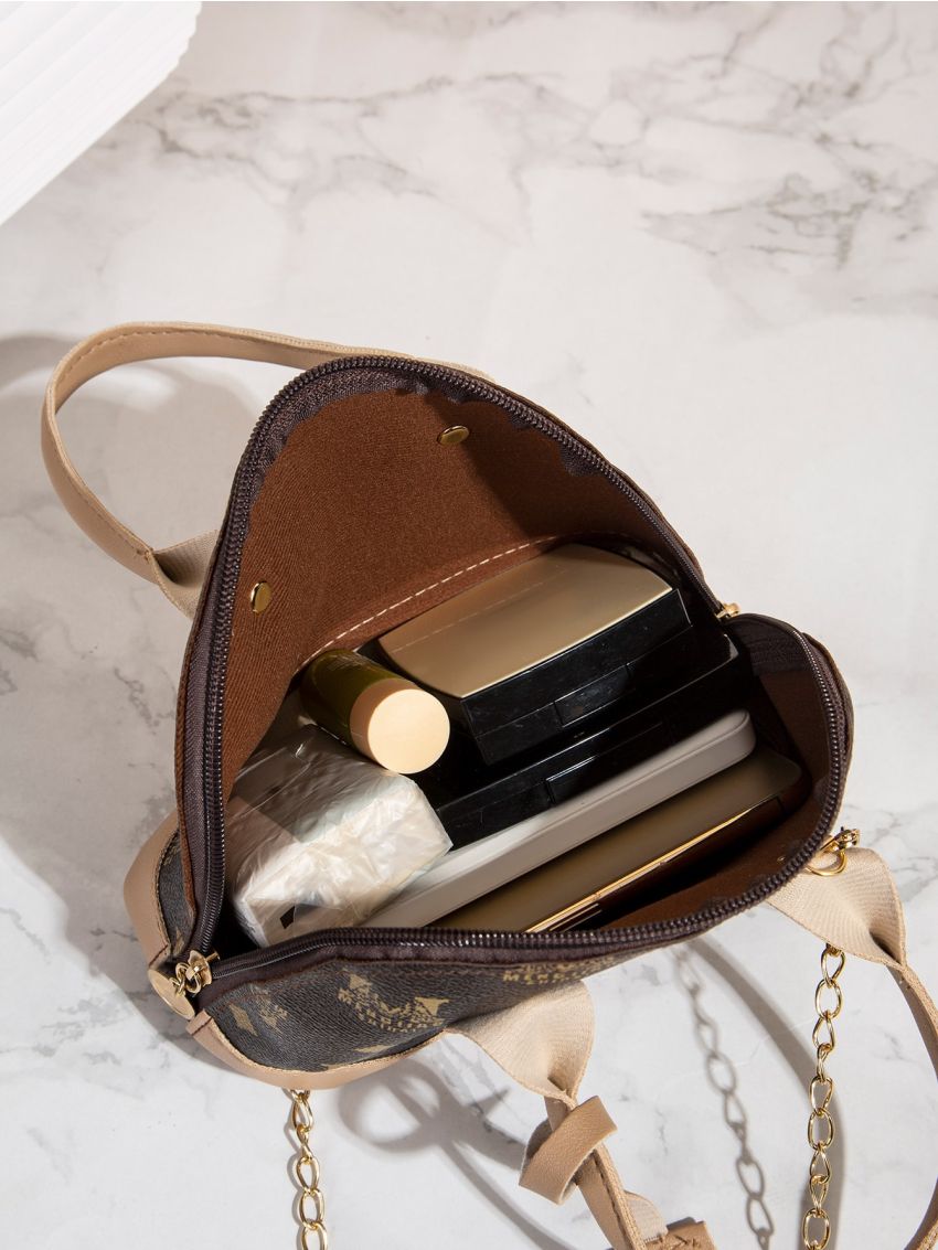 Graphic Print Chain Dome Bag