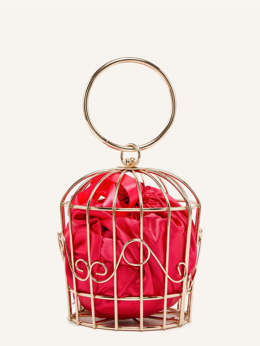 Ring Handle Drawstring Bucket Bag