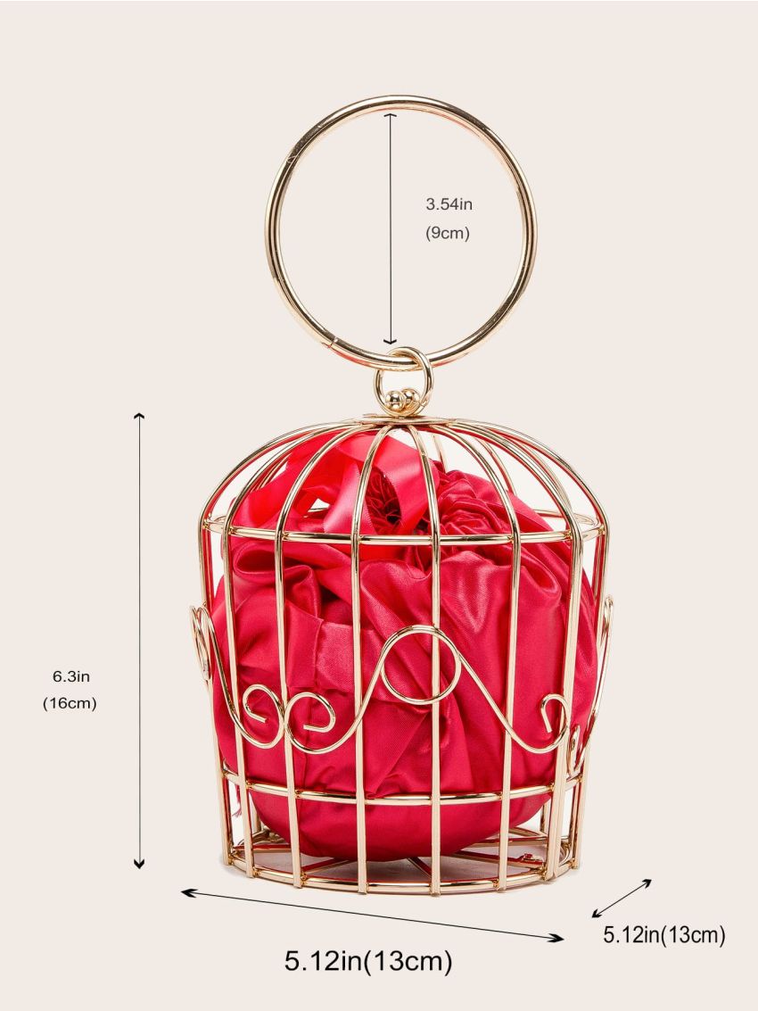 Ring Handle Drawstring Bucket Bag