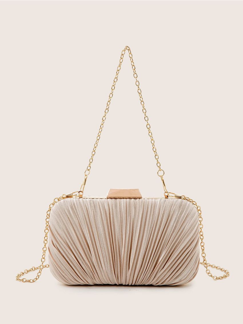 Ruched Detail Chain Box Bag