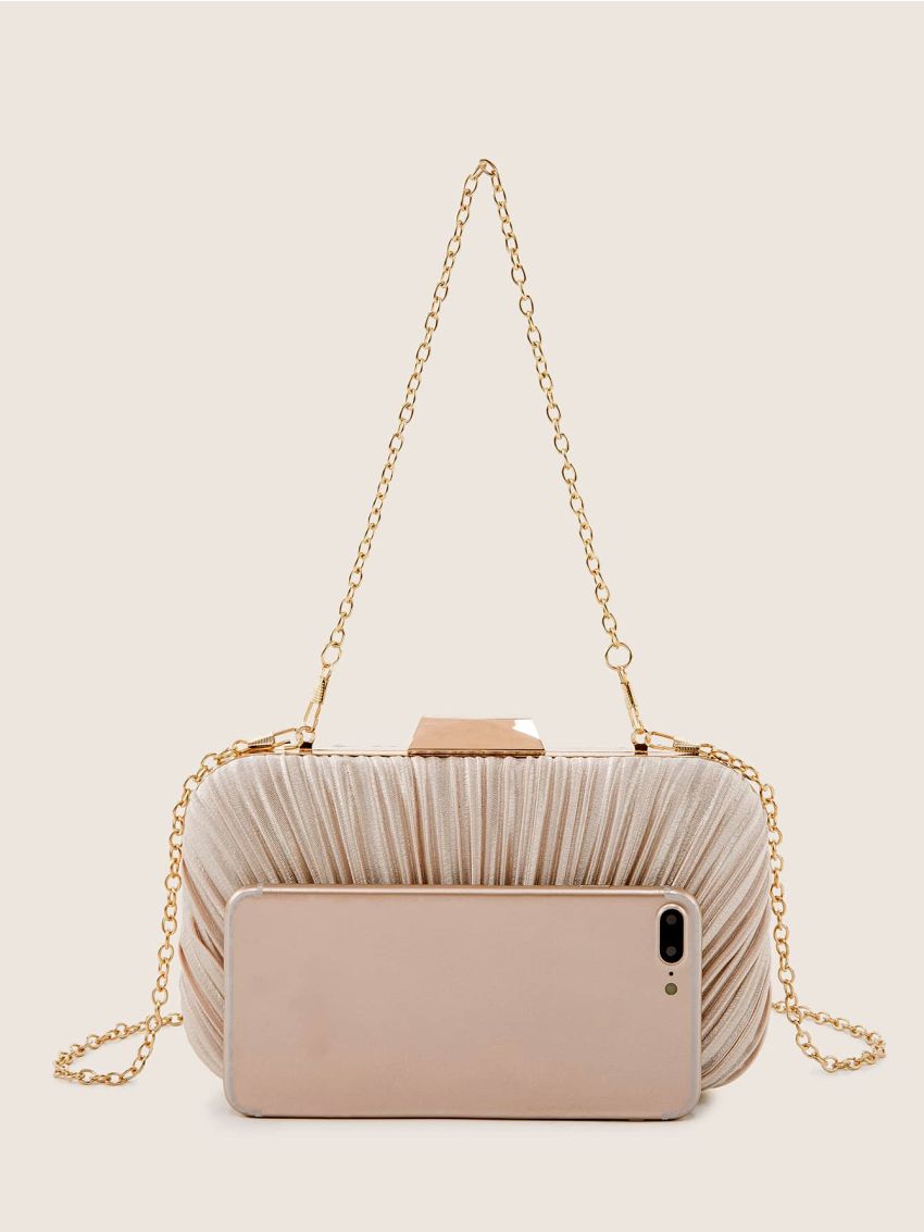 Ruched Detail Chain Box Bag