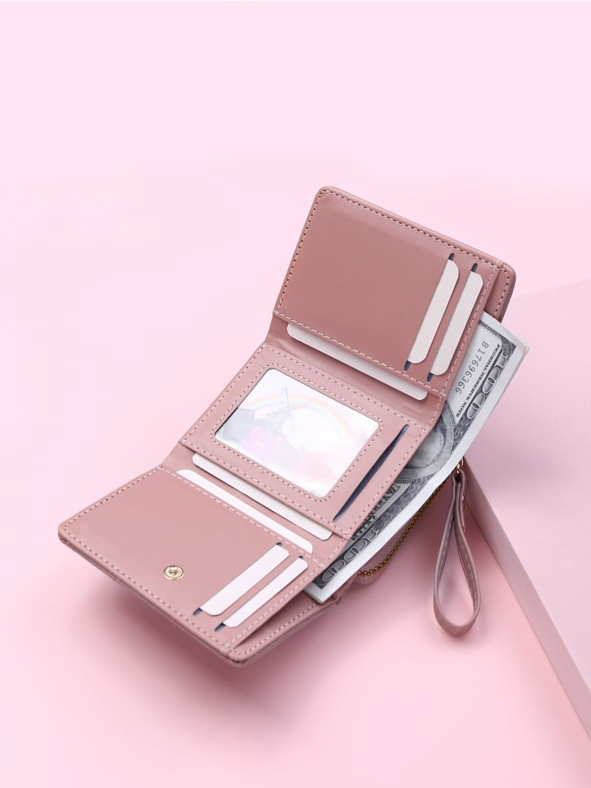 Heart Embroidery Fold Over Purse