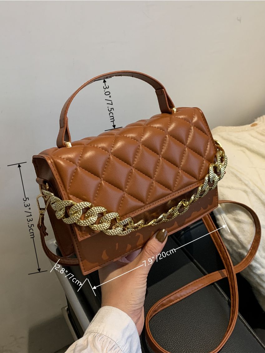 Mini Quilted Pattern Chain Square Bag