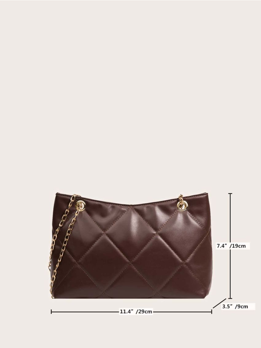 Quilted Pattern Chain Square Bag