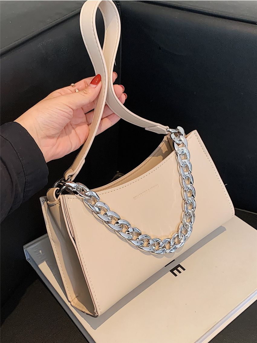 Chain Decor Baguette Bag