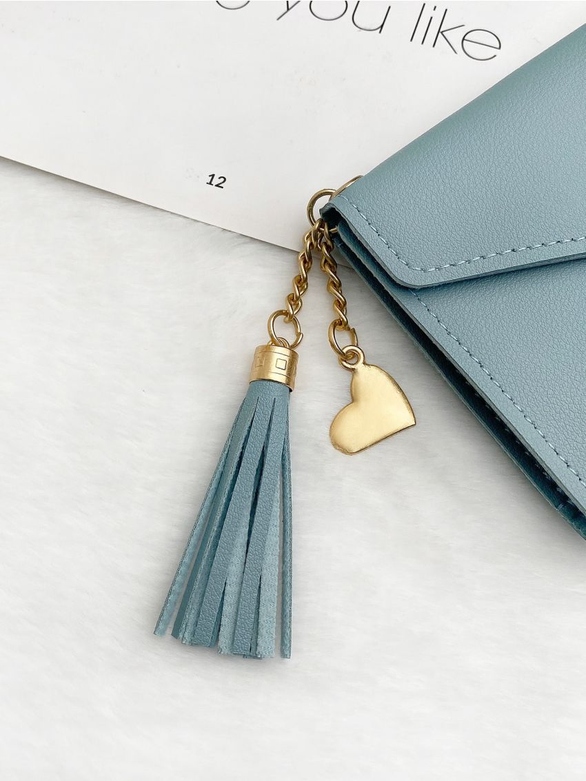 Tassel Decor Fold Over Purse