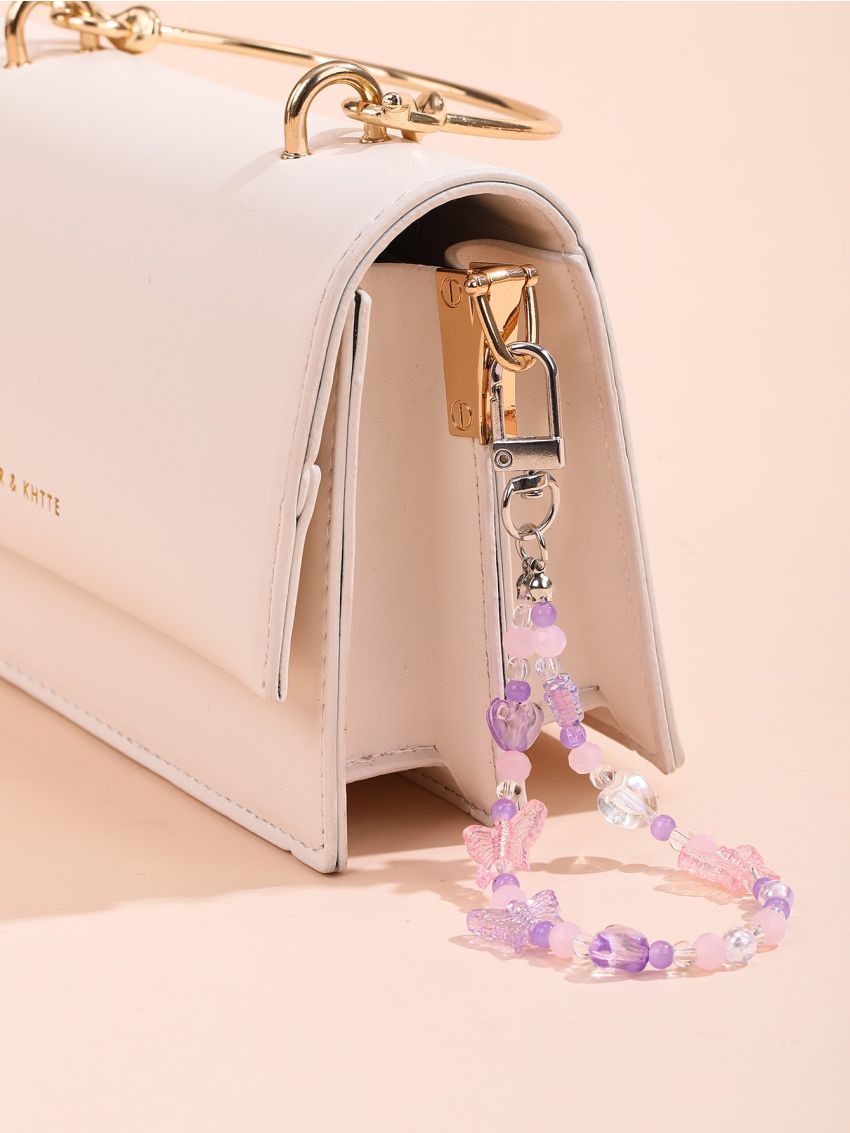 Colorblock Beaded Decor Bag Charm