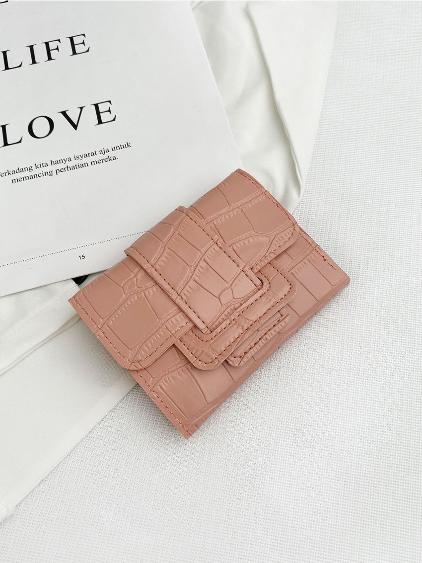Crocodile Embossed Flap Small Wallet