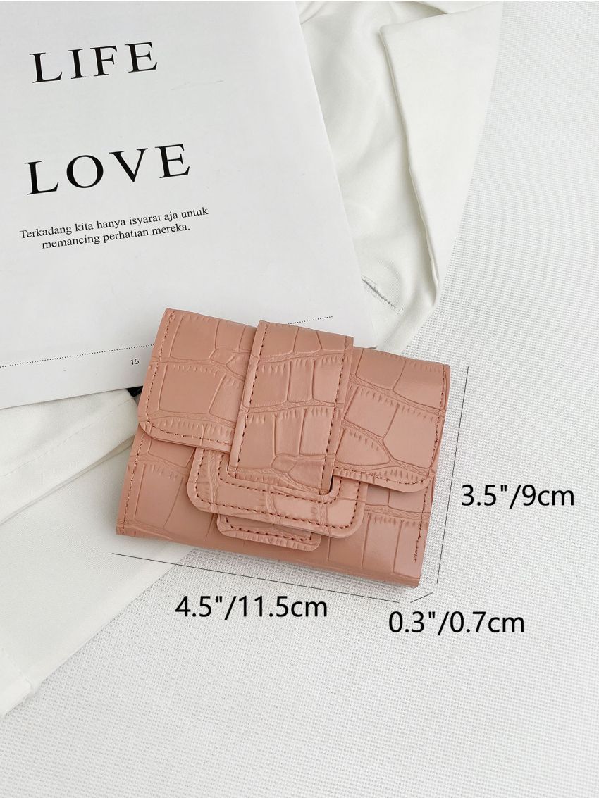 Crocodile Embossed Flap Small Wallet