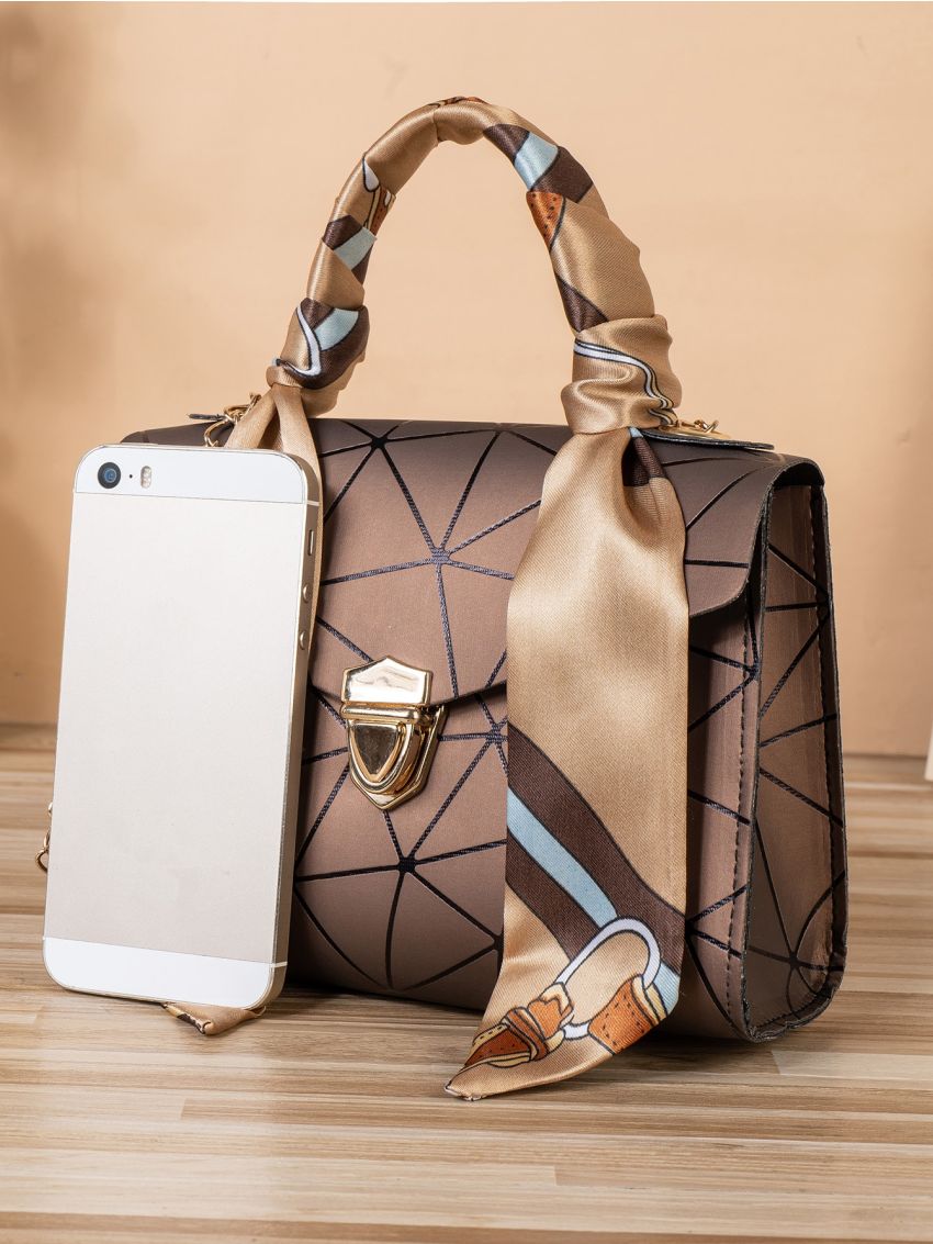 Mini Twilly Scarf Decor Geo Graphic Flap Satchel Bag