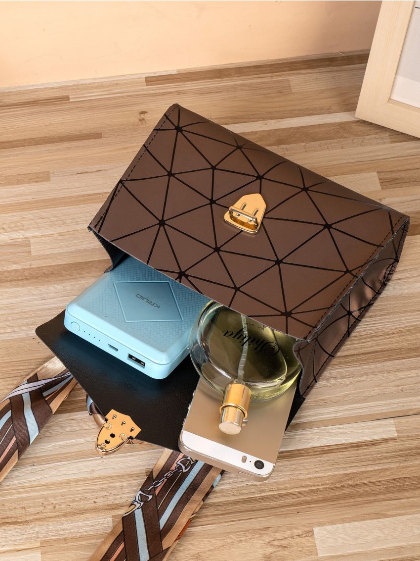 Mini Twilly Scarf Decor Geo Graphic Flap Satchel Bag