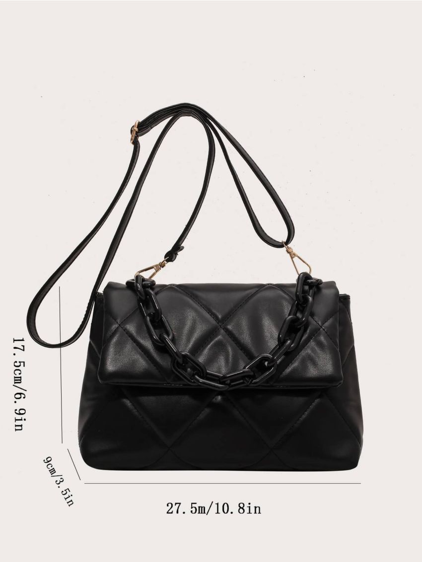 Quilted Flap Satchel Bag