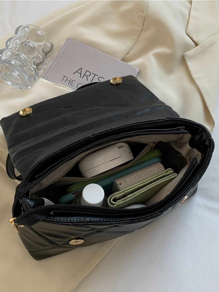 Quilted Flap Satchel Bag