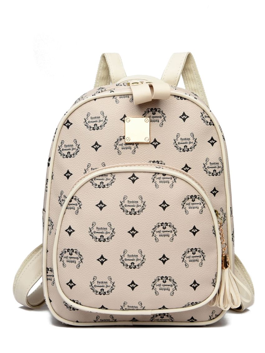 Tassel Decor All Over Print Classic Backpack
