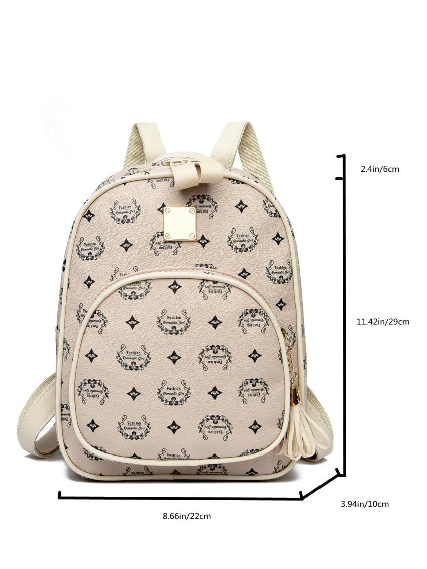 Tassel Decor All Over Print Classic Backpack