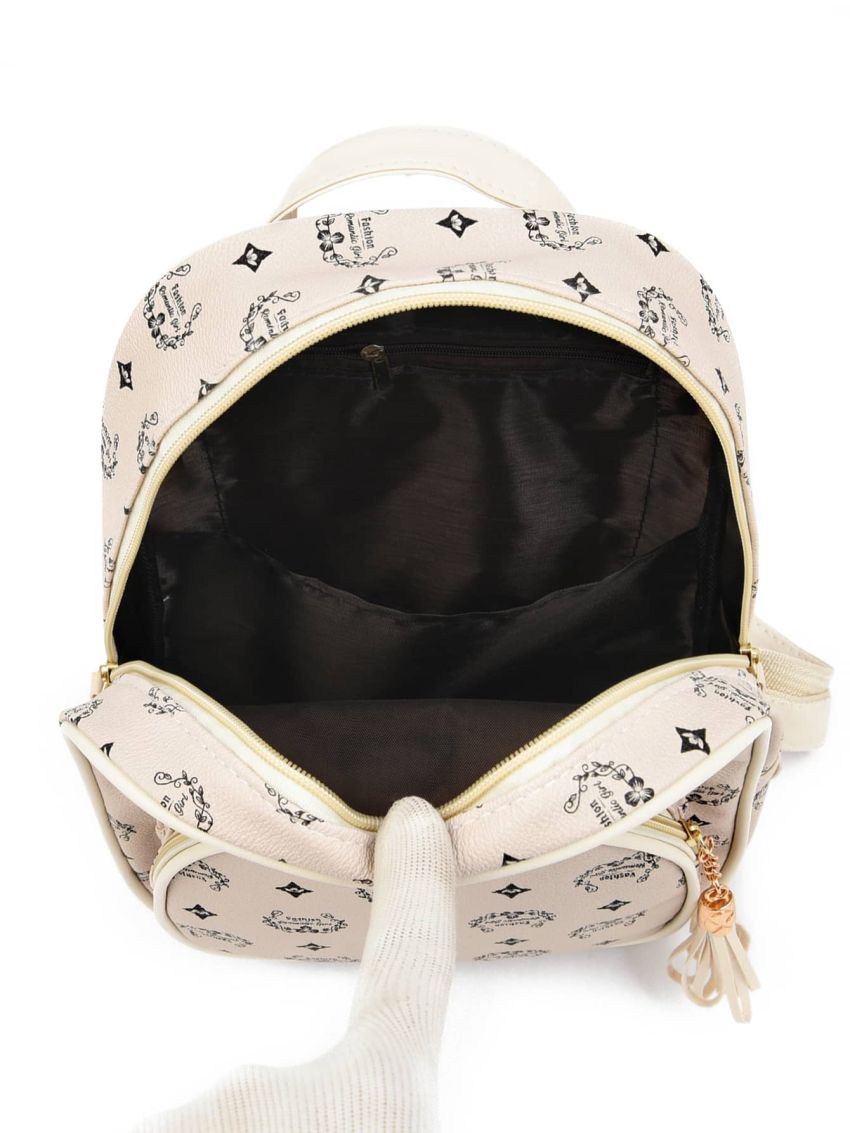 Tassel Decor All Over Print Classic Backpack