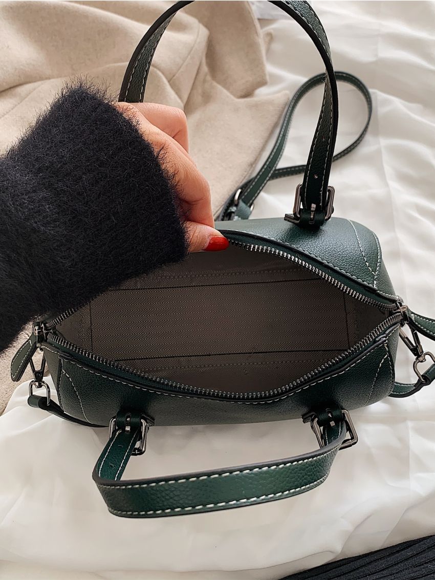 Minimalist Stitch Detail Boston Bag