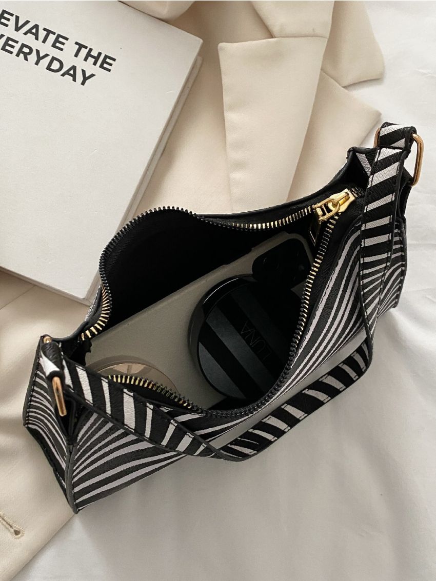 Zebra Striped Shoulder Bag