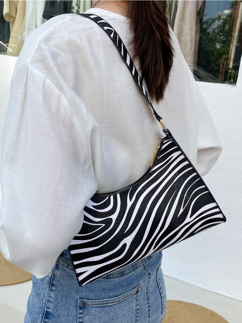 Zebra Striped Shoulder Bag