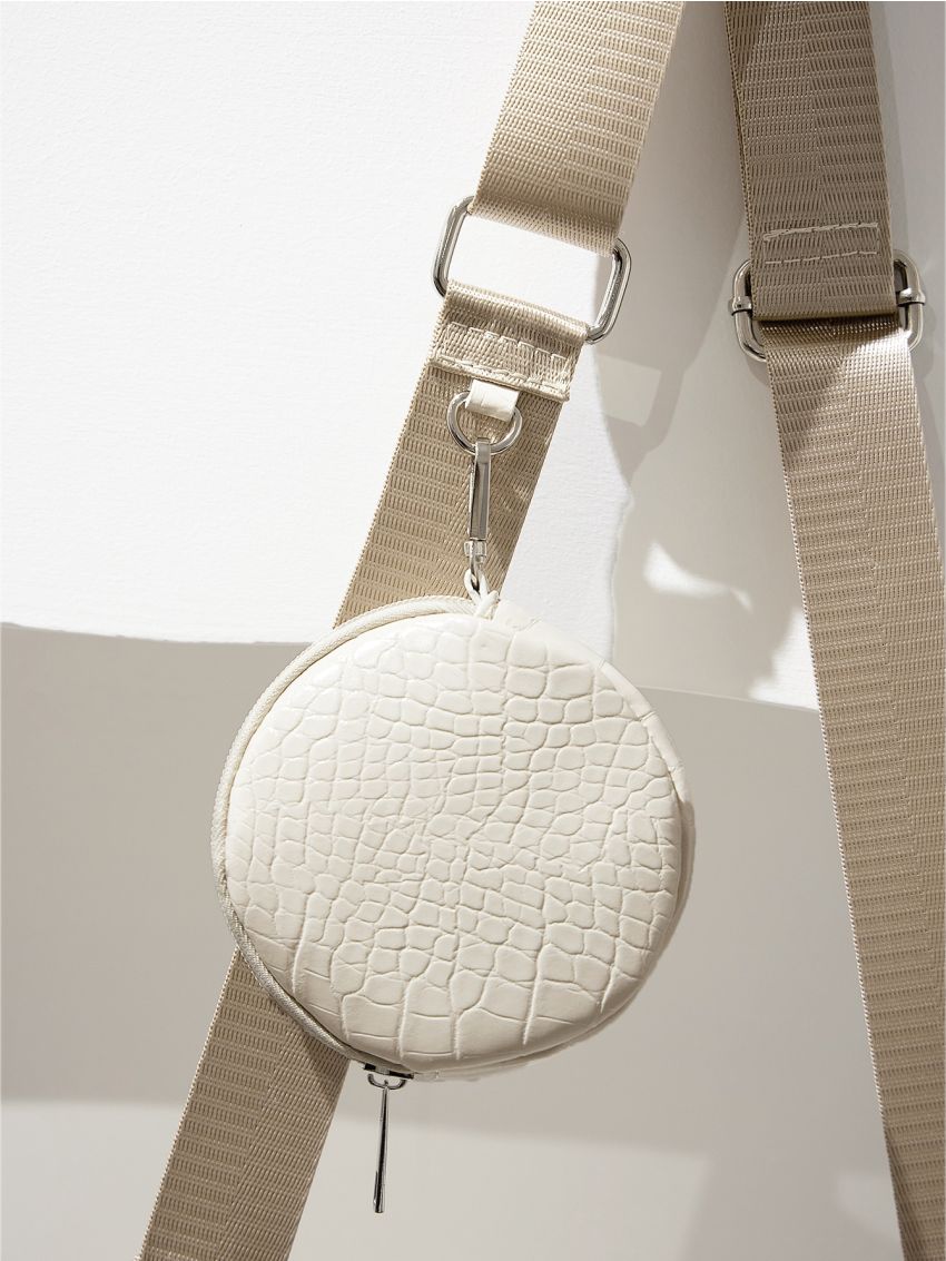 Crocodile Embossed Baguette Bag With Coin Case