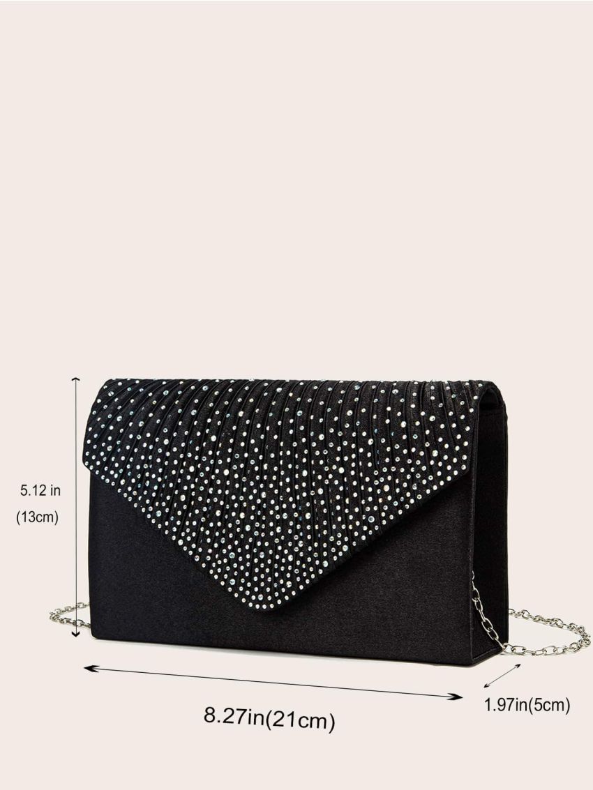 Rhinestone Decor Chain Flap Square Bag