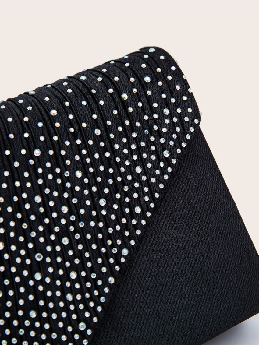 Rhinestone Decor Chain Flap Square Bag